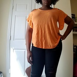 Orange cold shoulder Shirt